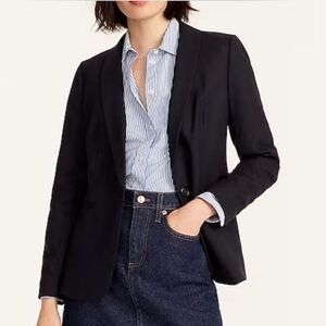 J. Crew Parke Blazer Wool Flannel Black Size 6